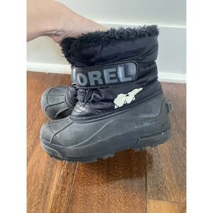 Sorel Black Commander Boys Winter Boot Size 13Y Rubber Nylon Hook & Loop Snow